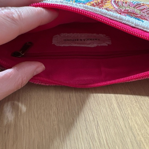 Pink Beaded Floral Handbag by America & Beyond - Picture 13 of 14